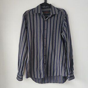Etro Men's Button Down Long Sleeve Dress Shirt Blue Striped Modern Size 40 (M)